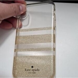 Kate Spade Striped Gold Glitter Phone Case